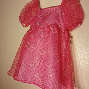 Pink Barbie Sheer Dress Girls 14 NWOT